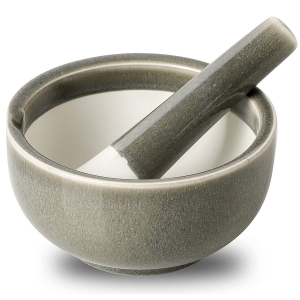 Ceramic Marble Grey Mortar and Pestle Set Herb Garlic Avocado Pepper Spice Grinder Bowl Crusher Kitchen Tool