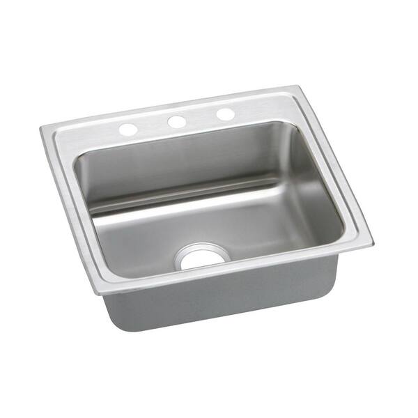 Lustertone Drop-In Stainless Steel 22 in. 3-Hole Single Bowl ADA Compliant Kitchen Sink with 6.5 in. Bowl