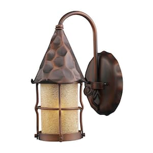 Rustica 1-Light Wall Mount Outdoor Antique Copper Wall Lantern Sconce