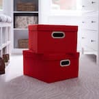 8 in. H x 13 in. W x 15 in. D Red Fabric Cube Storage Bin 2-Pack