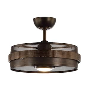 21 in. Indoor Rust Bronze Integrated LED Metal Cage Ceiling Fan with Light and Remote Control