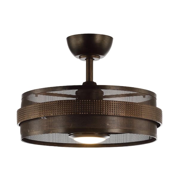 Parrot Uncle 21 in. Indoor Rust Bronze Integrated LED Metal Cage Ceiling Fan with Light and Remote Control