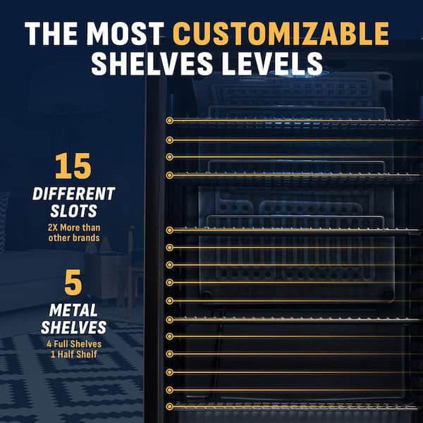 19 in. 126 (12 oz.) Can Freestanding Beverage Cooler Fridge with Adjustable Shelves, Modern Black