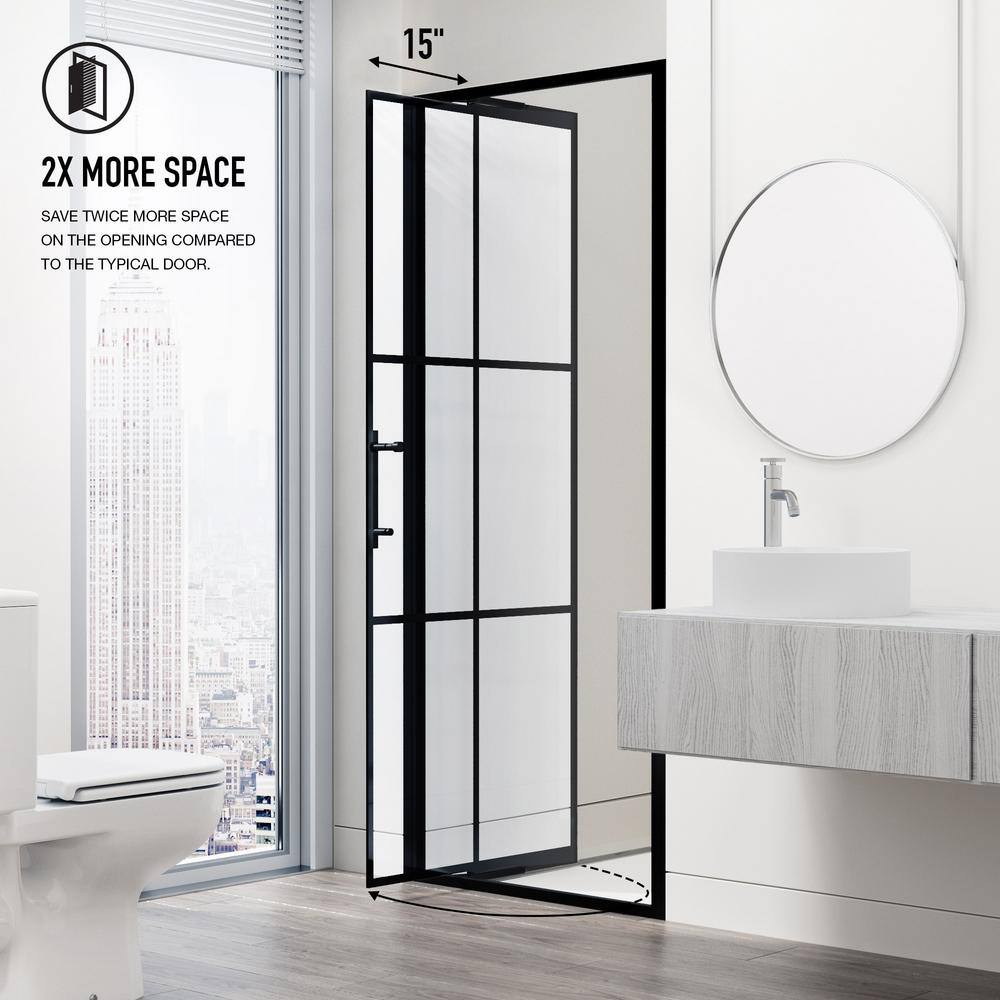 Astoria Matte Black 30" x 76" Pivot Shower Door with Clear Glass