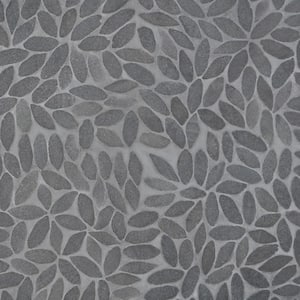 Countryside Flower Black Lava 11.81 in. x 11.81 in. Natural Stone Floor and Wall Mosaic Tile (0.97 sq. ft./Each)