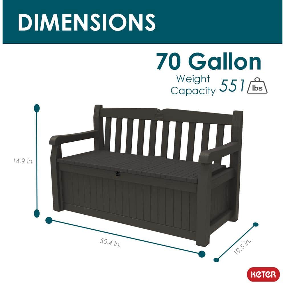 Graphite Resin Outdoor Storage Bench with 70 Gallon Capacity