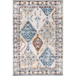 Clarabelle Machine Washable Blue 5 ft. x 8 ft. Persian Area Rug