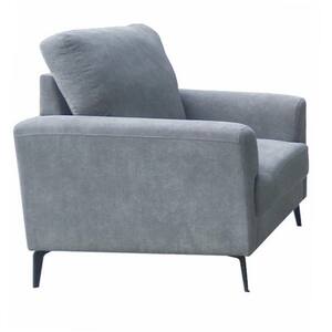 Gray and Black Chenille Fabric Armchair with Cushioned Seat and Metal Legs