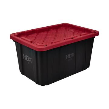 27 Gal. Tough Storage Tote in Black with Red Lid