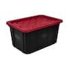 HDX 27 Gal. Tough Storage Tote in Black and Red 999-27G-HDX-RED