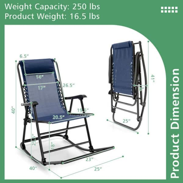 Clihome Metal Outdoor Rocking Chair Patio Camping Lightweight