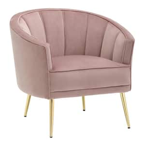 Tania Blush Pink Velvet and Gold Metal Accent Chair