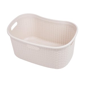 Basket Collection, Laundry Basket, 40 Liter, Cut Out Handles, Ventilated, 23"L x 14.5"W x 11"H, Ivory