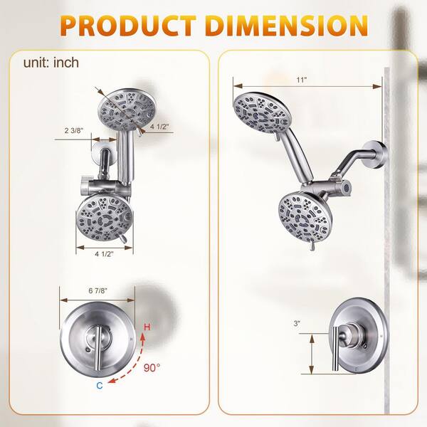 WOWOW Single-Handle 7 -Spray Shower Faucet 1.8 GPM with Dual
