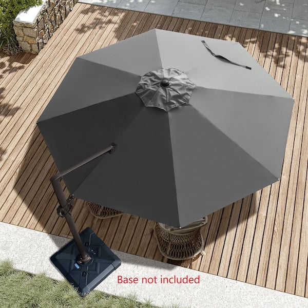 Pellebant 11 ft. x 11 ft. Round Aluminum Outdoor Heavy-Duty 360° Rotation Cantilever Patio Umbrella in Dark Gray with No Base