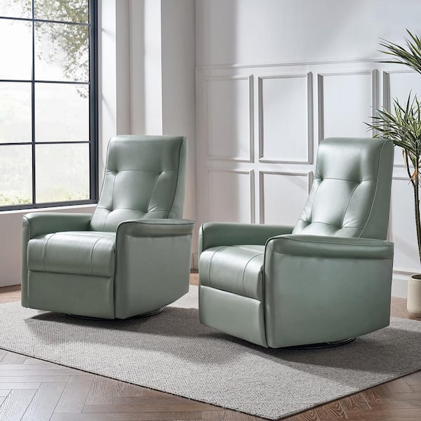JAYDEN CREATION Urban SAGE Vegan Leather Swivel Rocker Power Recliner With USB Port (Set of 2)
