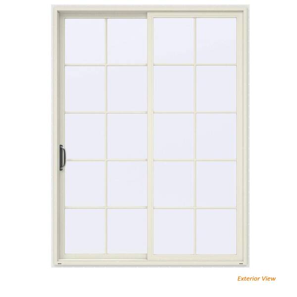 JELD-WEN 72 in. x 96 in. V-4500 Contemporary Vanilla Painted Vinyl Left-Hand 10 Lite Sliding Patio Door w/White Interior