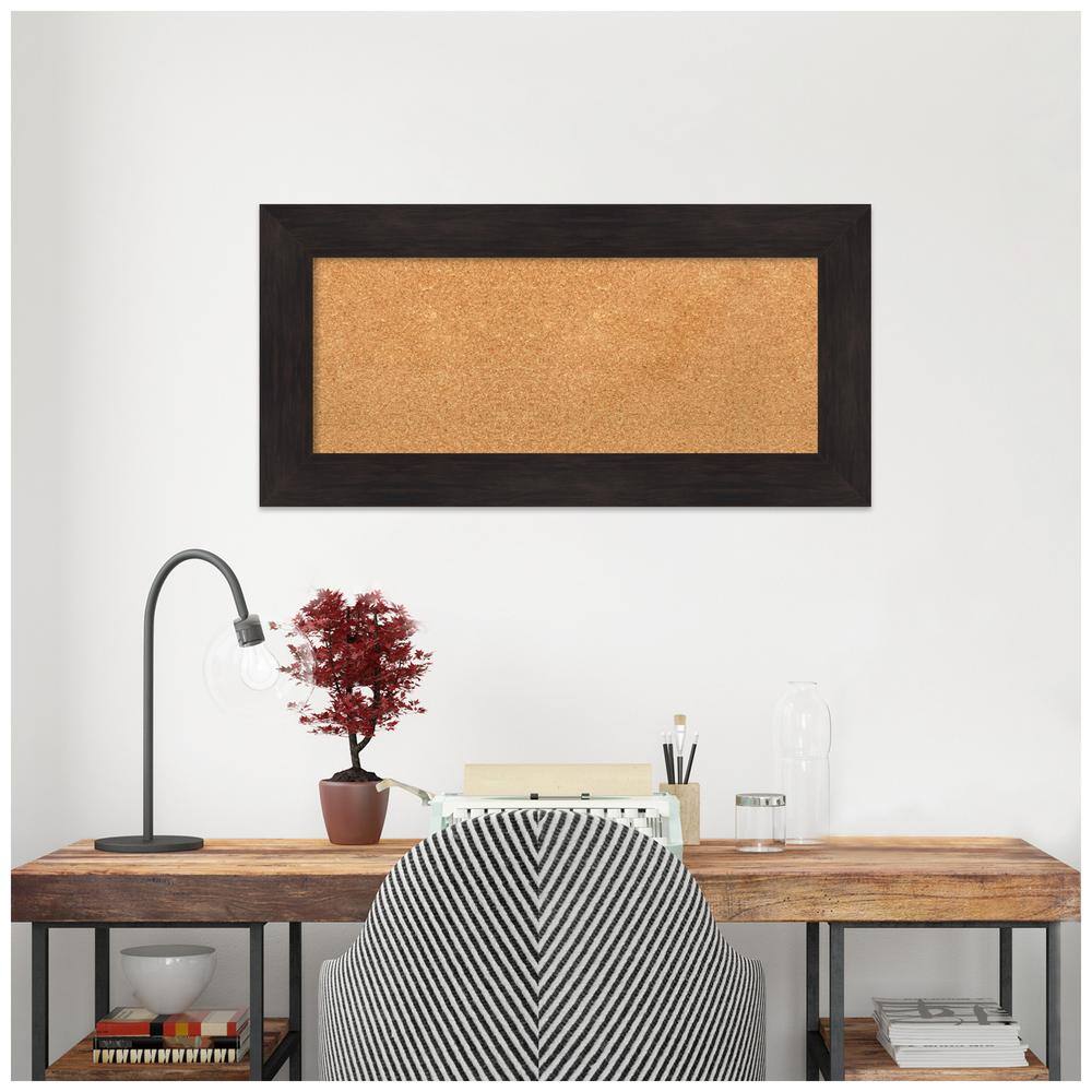 Espresso Framed Natural Cork Bulletin Board 39" x 21"