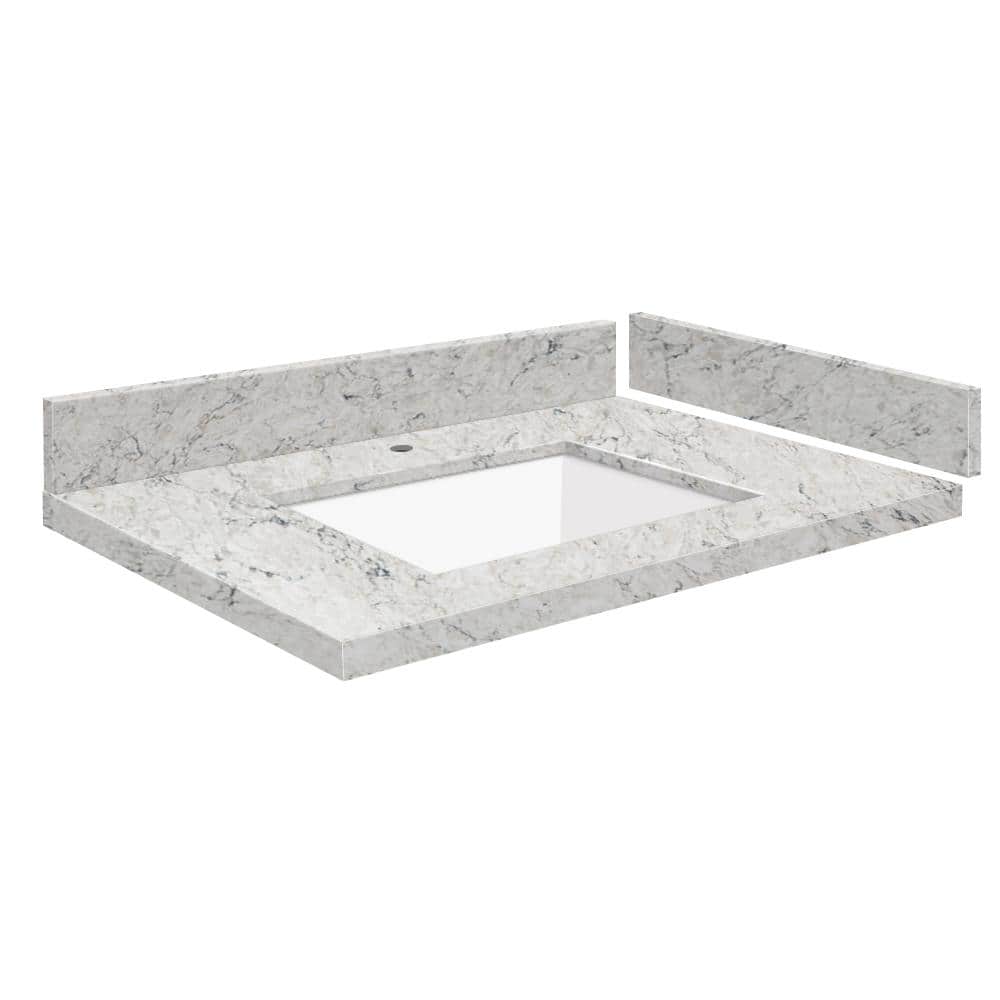 Silestone 25 in. W x 22.25 in. D Quartz White Rectangular Single Sink Vanity Top in Pietra price history on PriceWatchPro