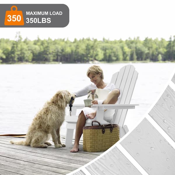 White Plastic Outdoor Patio Folding Adirondack Chair (4-Pack)