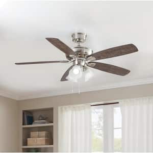Wellton 54 in LED Brushed Nickel DC Motor Ceiling Fan with Light