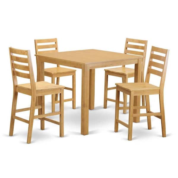 East West Furniture 5-Piece Natural Oak Finish Solid Wood Top - Dining Room Set - Seats 4