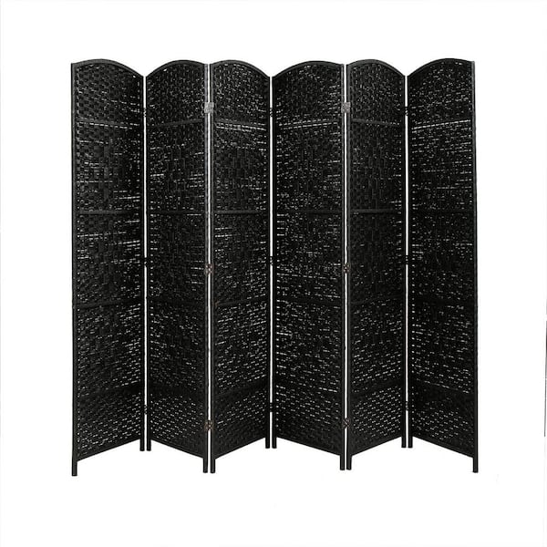 Angel Sar 6-Panel Screen Black Room Divider Folding Privacy Screens Wood
