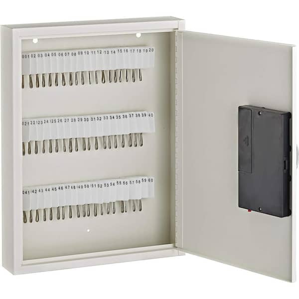 60-Key Steel Heavy-Duty Safe Lock Box Key Cabinet, with Digital Lock, White