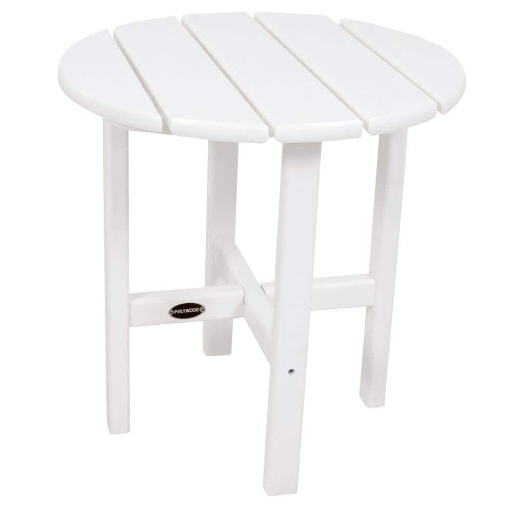 small white patio side table