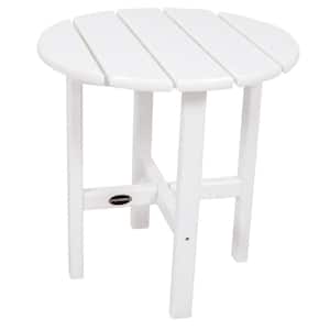 18 in. White Round Patio Side Table