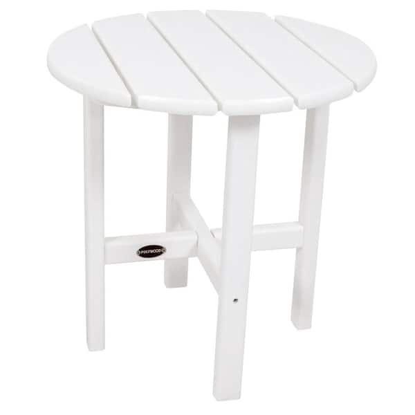 POLYWOOD 18 in. White Round Patio Side Table
