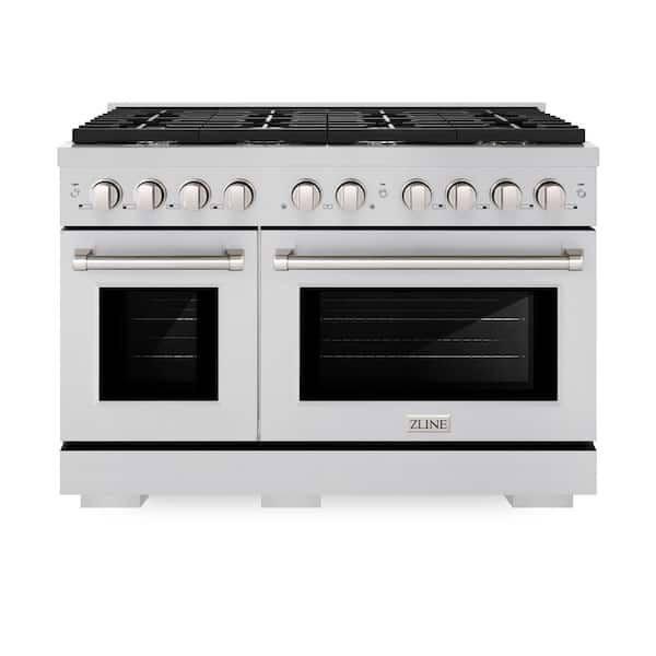 48 in. 8 Burner Double Oven Freestanding Gas Range in Stainless Steel