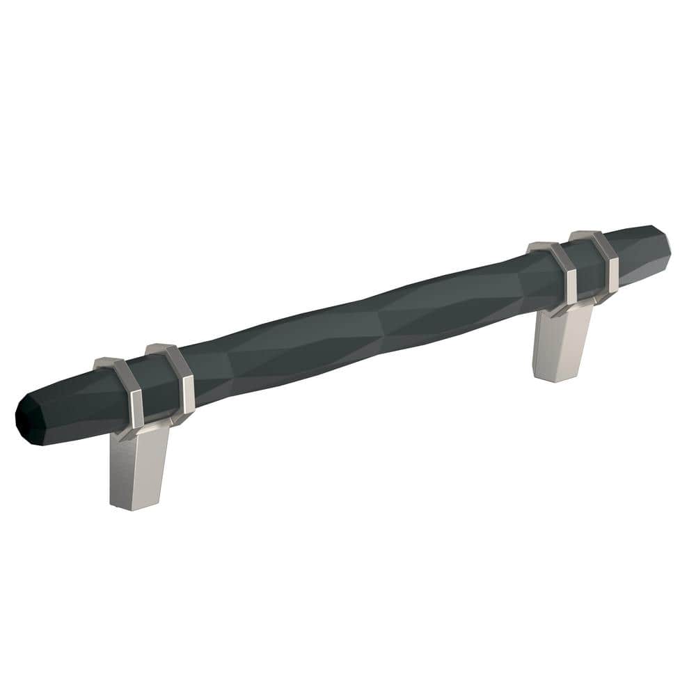 London 5-1/16 inch Black Bronze and Satin Nickel Cabinet Bar Pull