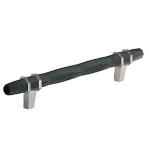 London 5-1/16 in. (128mm) Modern Black Bronze/Satin Nickel Bar Cabinet Pull