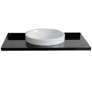 Ragusa III 37 in. W x 22 in. D Granite Single Basin Vanity Top in Black with White Round Basin