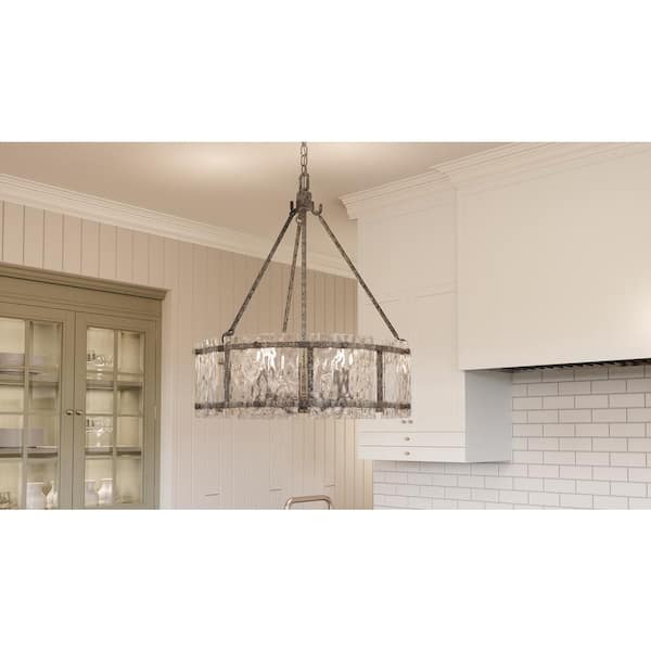 Fortress 5-Light Mottled Silver Pendant