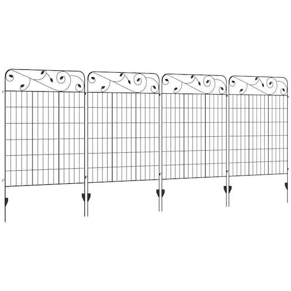 4-Pack Square Vines 138.5 in. L x 43.25 in. H Steel Garden Fence, Rust-Resistant Barrier Decorative Border Flower Edging