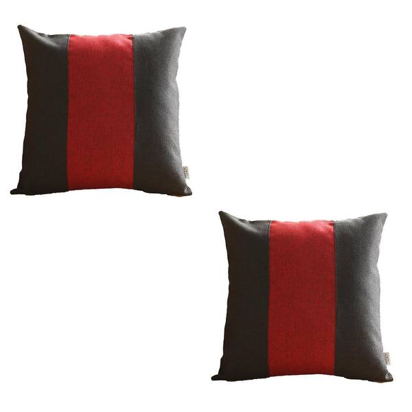 MIKE Co. NEW YORK Boho Chic Handcrafted Jacquard Black Red 18 in. x 18 in. Square Solid Throw Pillow Cover Set of 2 SET 947 05 6 The Home Depot