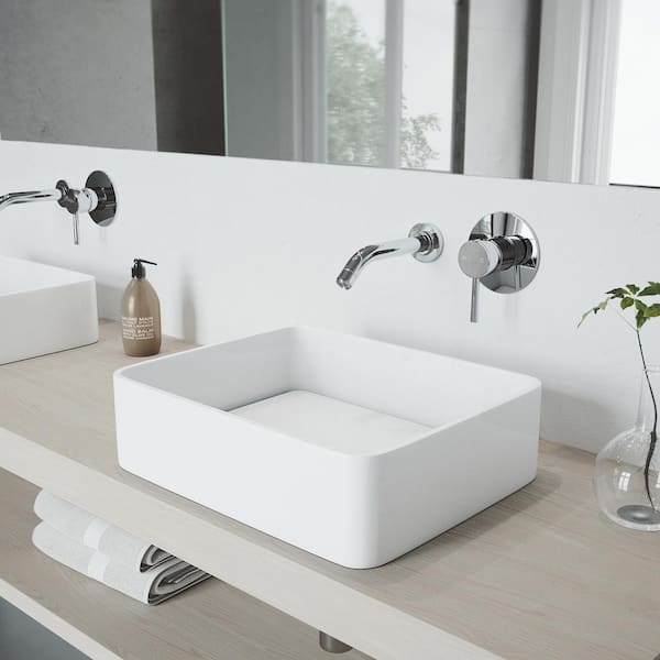 VIGO Olus Single Handle Wall Mount Bathroom Faucet in Chrome