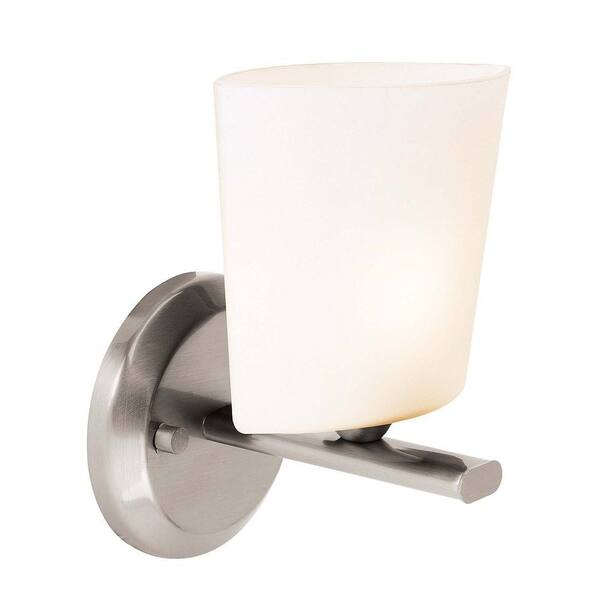 Access Lighting 1 Light Vanity Brushed Steel Finish Opal Glass -DISCONTINUED
