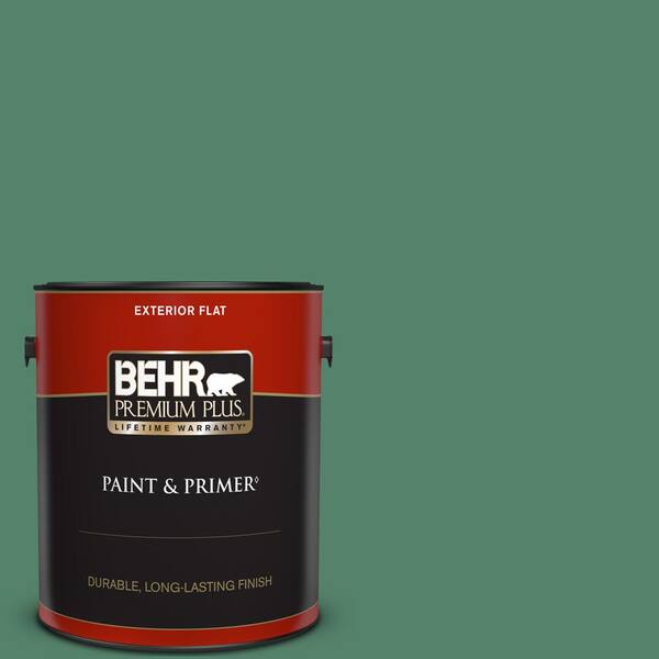 BEHR PREMIUM PLUS 1 gal. #M420-6 Tournament Field Flat Exterior Paint & Primer