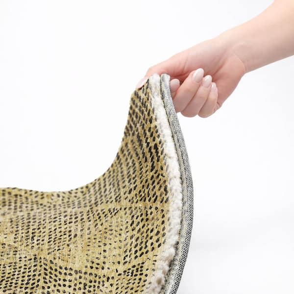 Dream Shag Premium Machine Washable Abstract ADS591 Gold 10 ft. x 14 ft. Area Rug