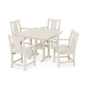 5-Piece Prairie Farmhouse Plastic Square Outdoor Dining Set in Sand
