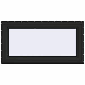 48 in. x 24 in. V-4500 Series Bronze Exterior/White Interior FiniShield Vinyl Awning Window with Fiberglass Mesh Screen