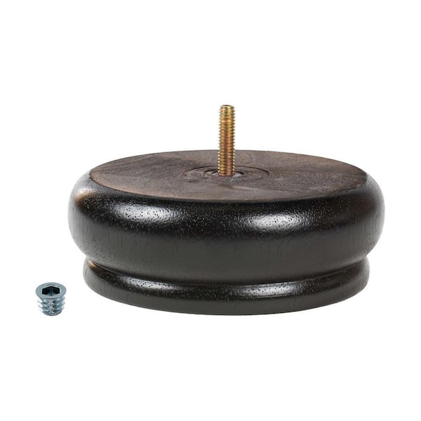 American Pro Decor 2 in. x 5-1/2 in. Stained Espresso Solid Hardwood Round Bun Foot