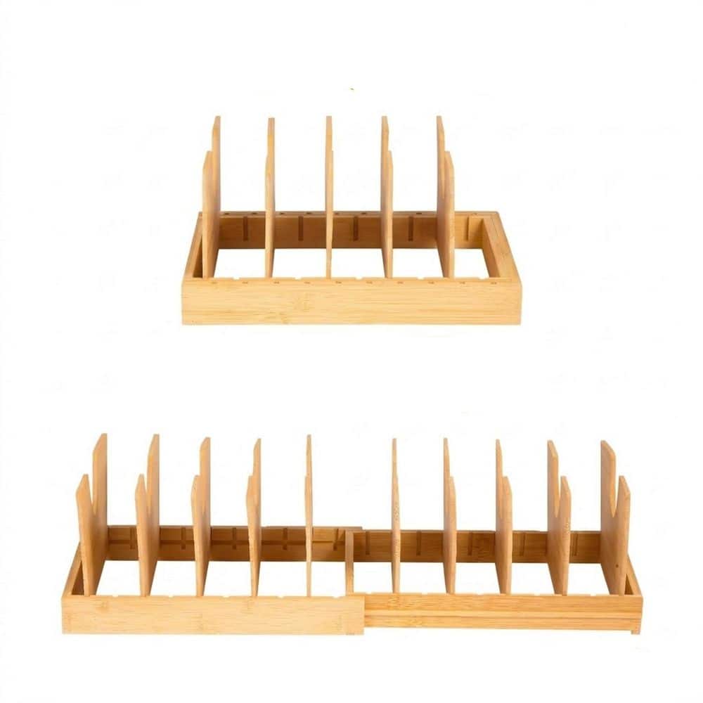 Natural Bamboo Pot Lid Organizer Expandable Kitchen Rack for Pots Pans Bakeware Cutting Boards Storage price history on PriceWatchPro