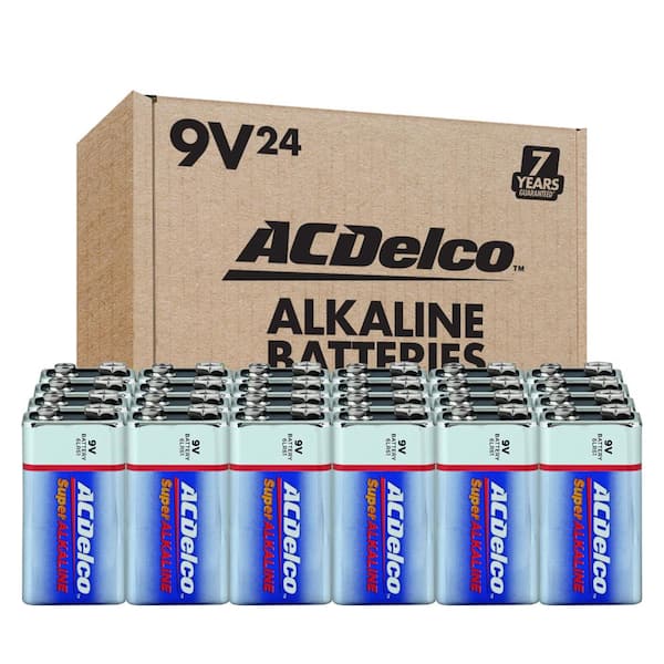 ACDelco 9-Volt Super Alkaline Battery, 7-Years Shelf Life with Recloseable Packaging (24-Packs)