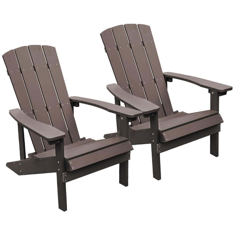 Sudzendf Modern Outdoor Brown Plastic Adirondack Chair (2Pack) LN20233061 The Home Depot