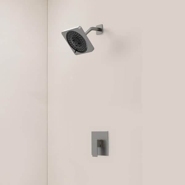 YAWWALK 5 in. Single Handle 7-Spray Shower Faucet 1.8 GPM with Anti Scald in Brushed Nickel