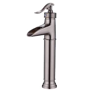 Single Hole Single-Handle High Waterfall Bathroom Faucet in Brushed Nickel